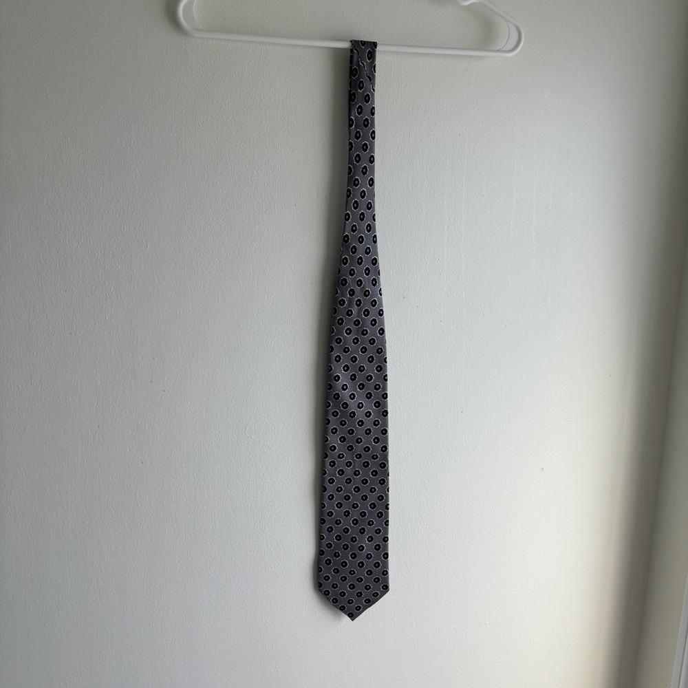 Hugo Boss Tie Gray Blue Floral Dot Pattern Mens Tie